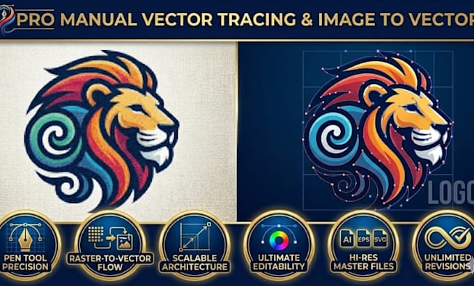 Do professional manual vector tracing and convert image to vector in 24 ...