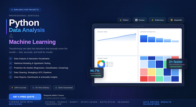 do python, data analysis and ml tasks and projects
