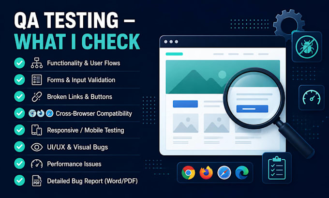 professional website and web app QA testing, bug hunting and UX review