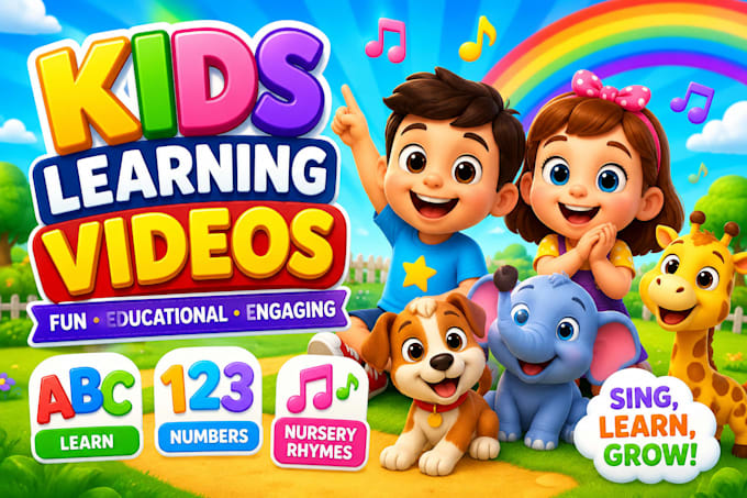 create kids video animation, kid learning video, nursery rhymes