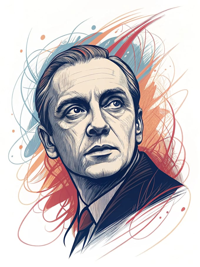draw a digital scribble art abstract portrait