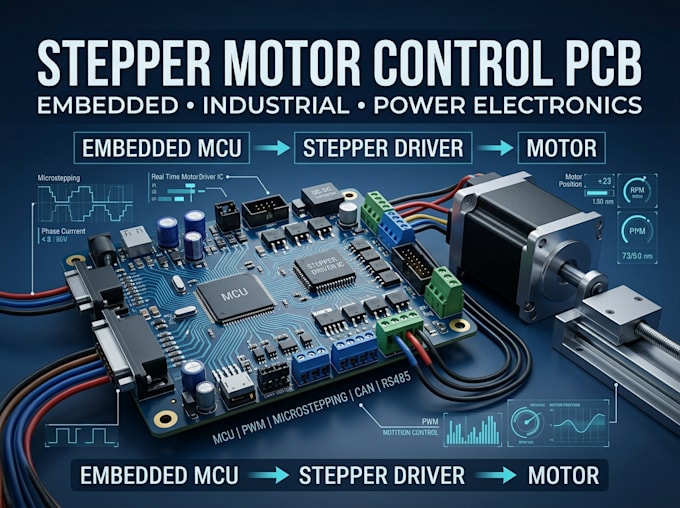 create embedded pcb with stepper motor controller industrial power electronics