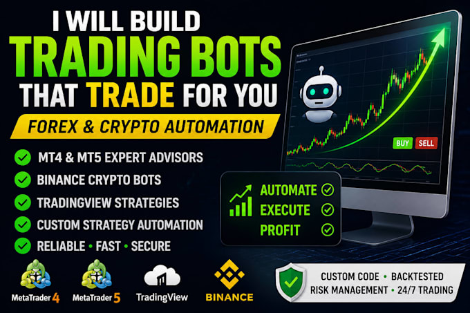 build trading bots, forex bots, crypto automation