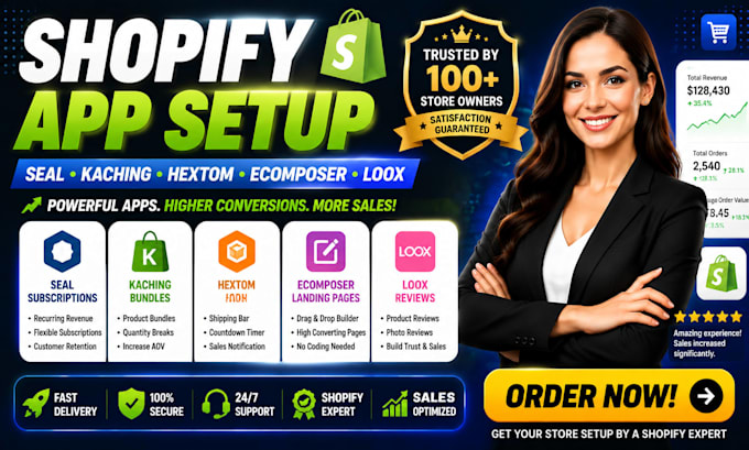 setup shopify seal subscriptions kaching bundles hextom ecomposer loox apps