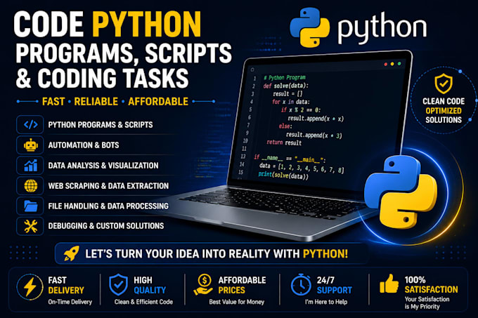 code python programs, scripts, coding tasks