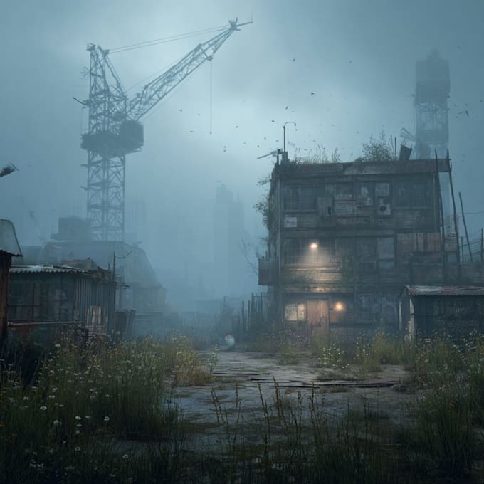 do a detailed post apocalyptic scene for games