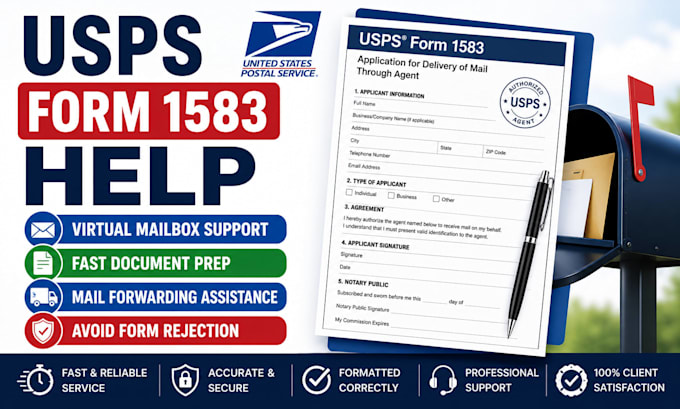 help prepare usps form 1583 for virtual mailbox and mail forwarding
