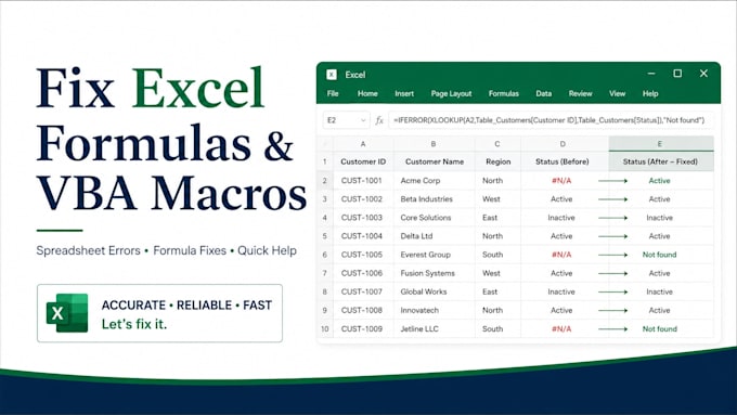 fix excel formulas, vba macros, and spreadsheet errors