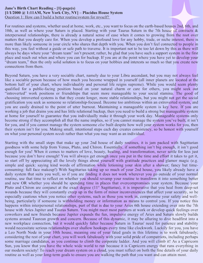 write you a specialized birth chart summary