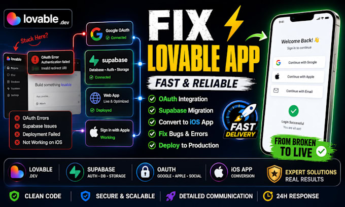 fix lovable app oauth convert lovable to ios app migrate lovable app to supabase