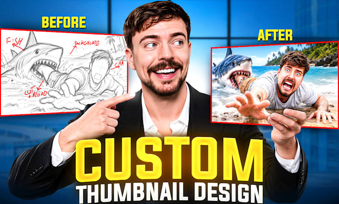 design highly clickable custom youtube thumbnails