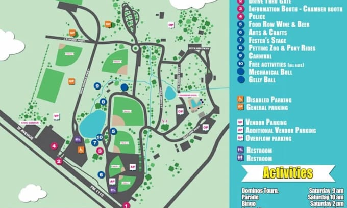 draw vector map, rv park, campground map, event maps in illustrator