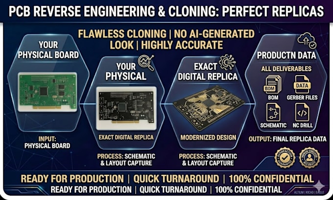 reverse engineer pcb, clone circuit board, schematic, gerber, bom layout