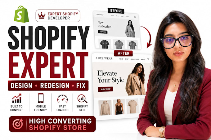 build shopify website development,shopify website design redesign shopify store