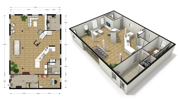 create 2d, 3d floor plan and rendering in floorplanner, 5d planner and coohom