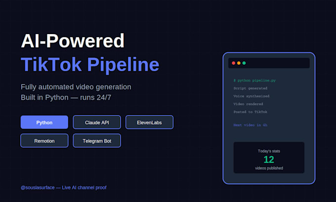 Build a fully automated ai video pipeline for tiktok content by B_90000 ...