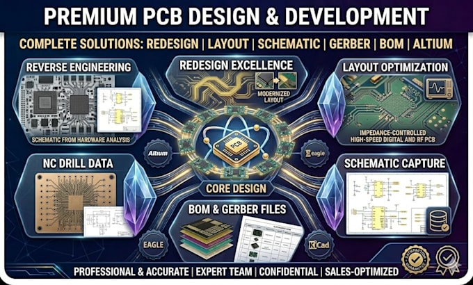 pcb redesign, pcb layout, schematic capture, gerber, bom, altium,reverse enginer