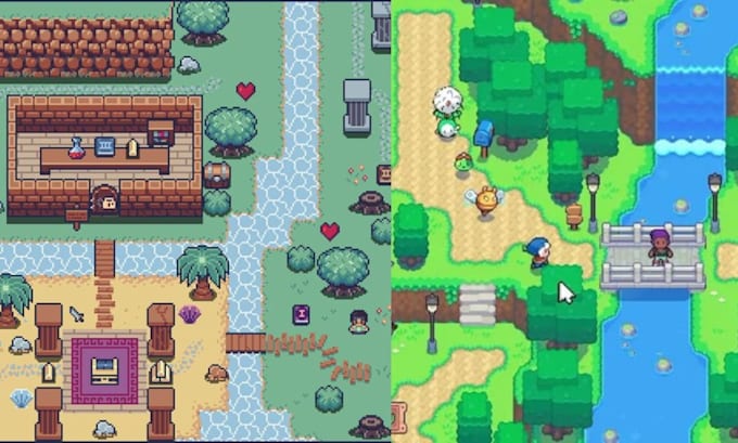 do pixel top down tileset 2d game assets for your game, tilemap