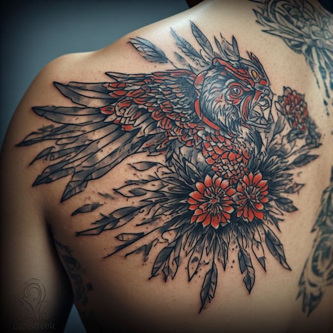 create a custom tattoo design for chest tattoo, back tattoo