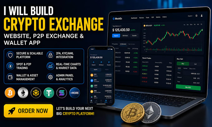 build crypto exchange website, p2p exchange, crypto wallet app, web3 dapp