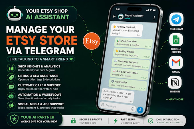 create an ai etsy store manager in telegram