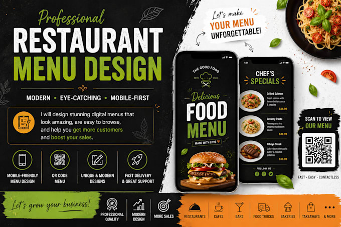 create a modern qr code menu for restaurants and cafes