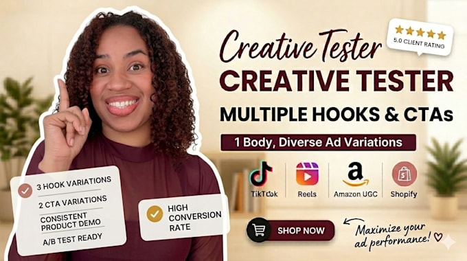 create female ugc video ads with hook and cta variations