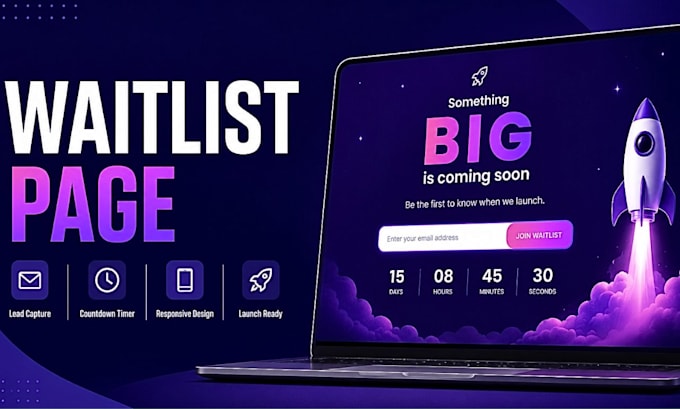 waitlist page coming soon page pre launch page lead capture page countdown page