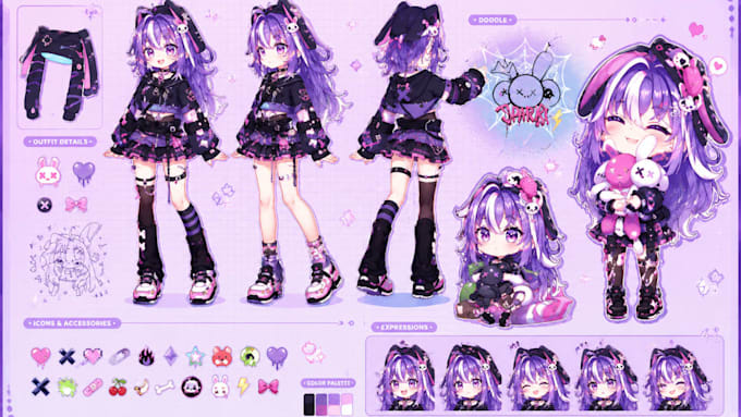 create 3d chibi vtuber character model and 3d rigging,chibi emote for vtube