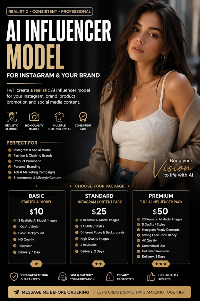 create a realistic ai influencer model for instagram