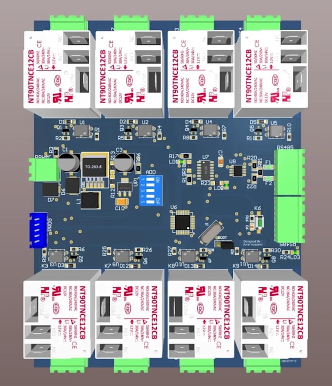 design rs485 modbus stm32 based industrial automation and relay controller pcb