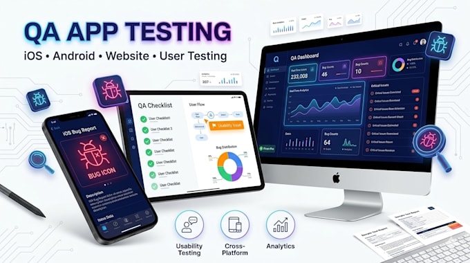 do QA app testing, website testing, user testing for ios and andriod apps
