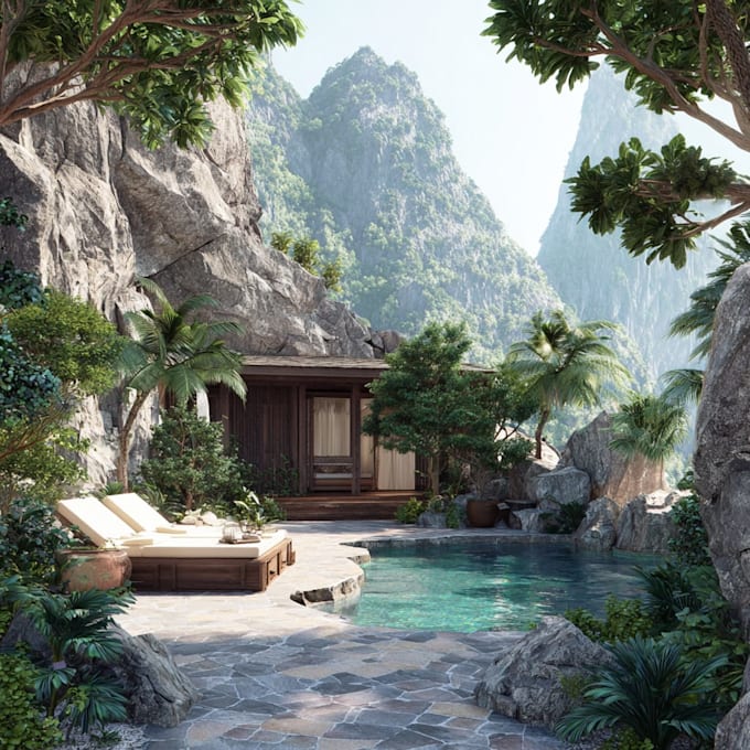 create photorealistic outdoor renders, landscape design