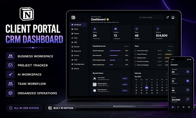 Build custom notion client portal, crm and business dashboard by Carter ...