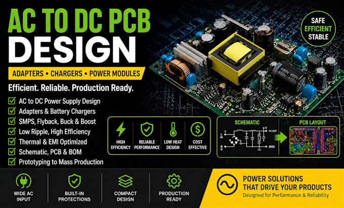 create ac to dc pcb for adapters, chargers, and power modules