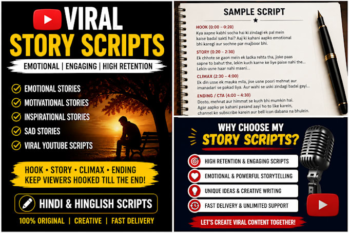 write viral emotional story scripts for youtube