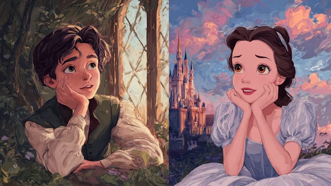 draw your cartoon portrait in disney style