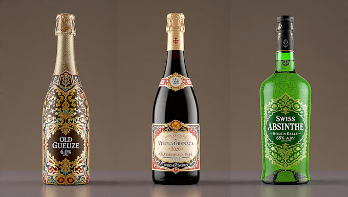 create vodka, wine, gin, rum or liquor bottle label design