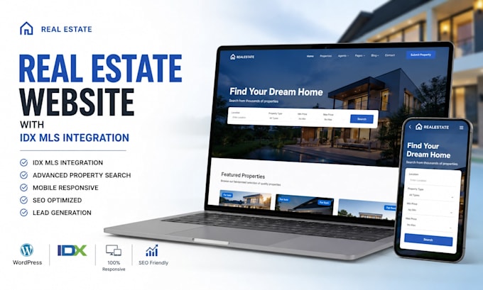 create an SEO converting real estate website with idx,mls integration
