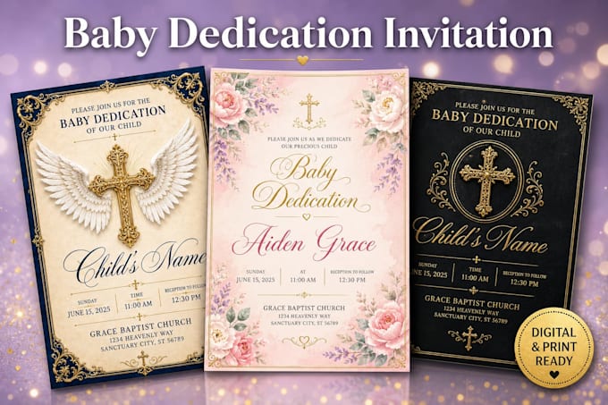 design a beautiful baby dedication invitation with custom wording