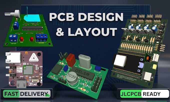 Design custom pcb board schematics layout bom, gerber files in kicad or ...