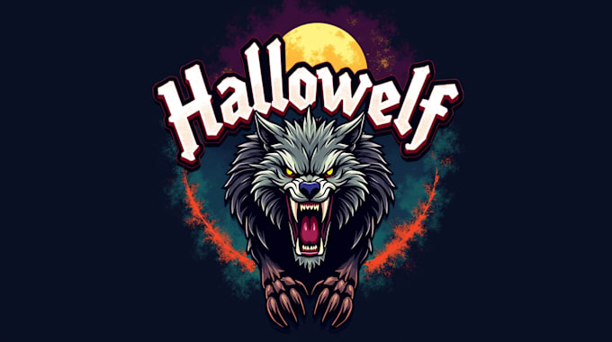 do unique halloween werewolf logo 1 day