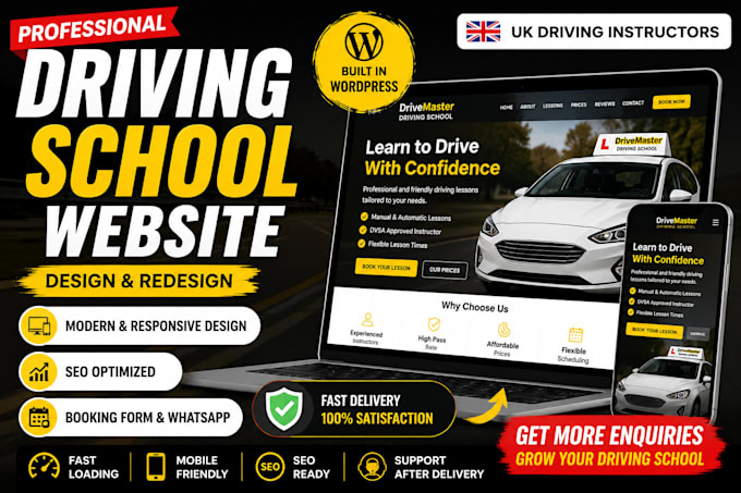build a professional driving school website in wordpress