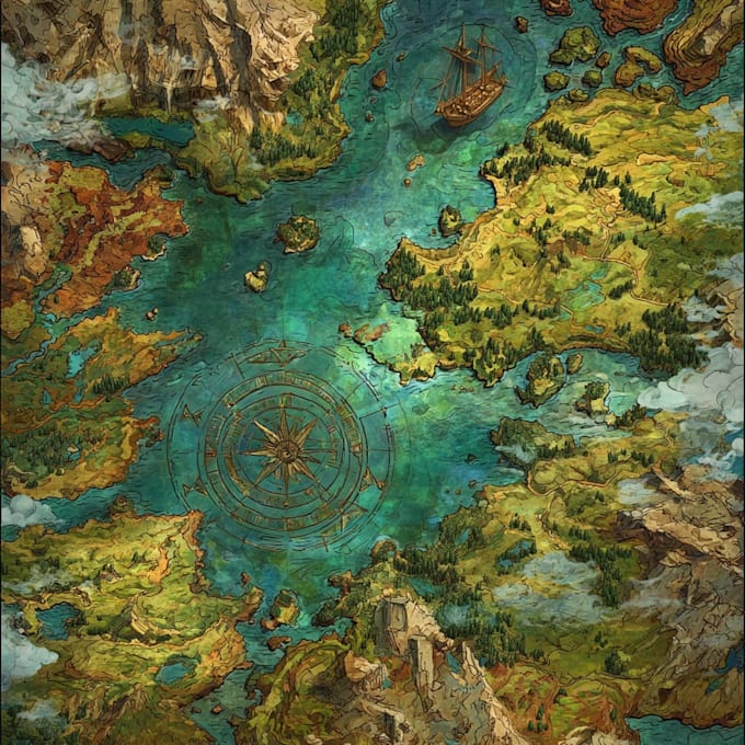 design an original treasure map and fantasy pirate map