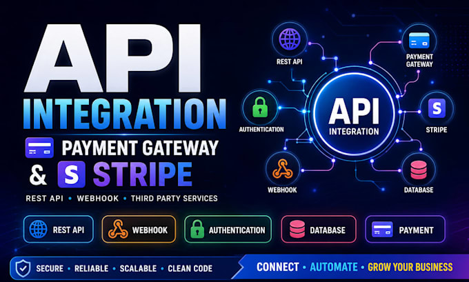 integrate API, payment gateway, stripe or third party services