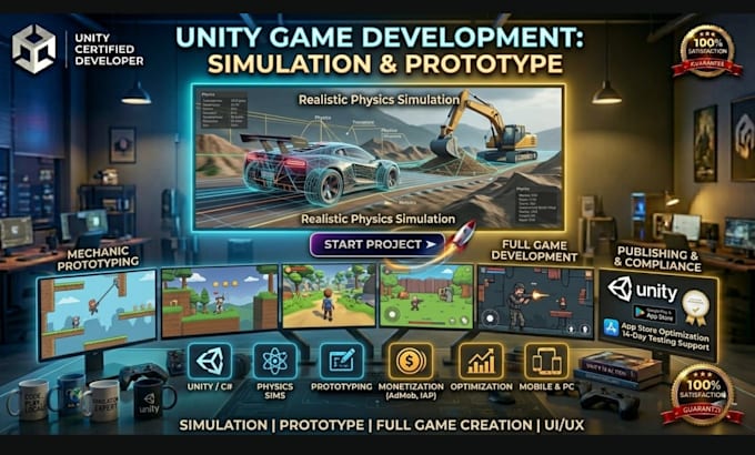develop a realistic simulation or unity game prototype