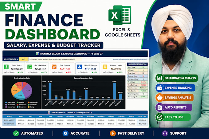 create smart salary and expense tracker dashboard in excel