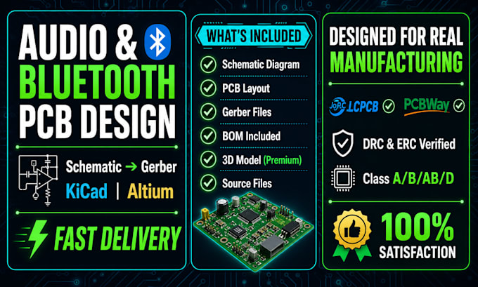 design and integrate amplifier preamp and bluetooth audio pcb system