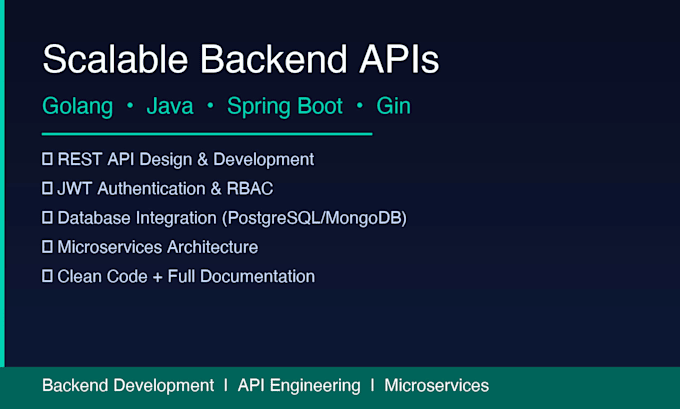 build scalable golang or java backend rest apis