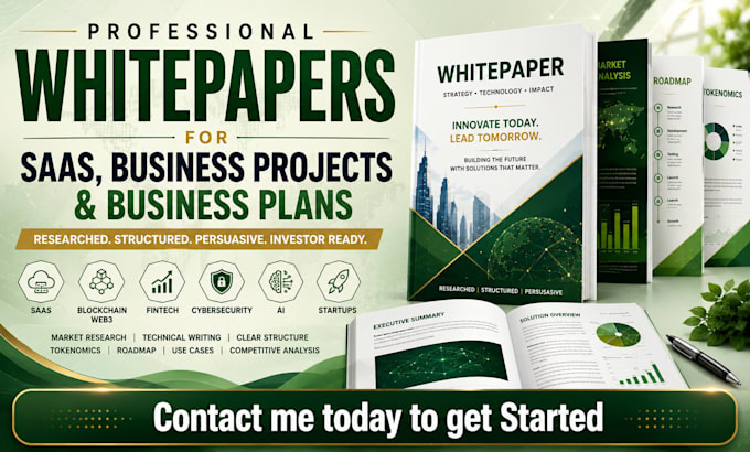 write professional whitepapers for saas, business projects and business plans